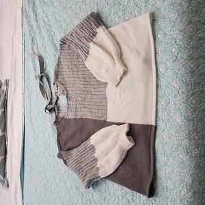 Block colored grey and white sweater